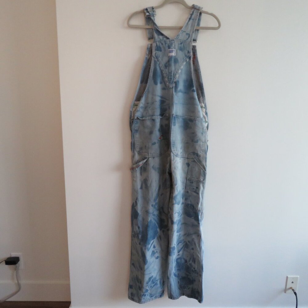 VINTAGE LIBERTY Cargo Carpenter Denim Overalls Acid Wash Hand Embroidered Work - Picture 14 of 16